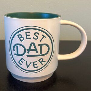 Hallmark BEST DAD EVER Incised White and Green Ceramic Mug ~ Father ~ Papa